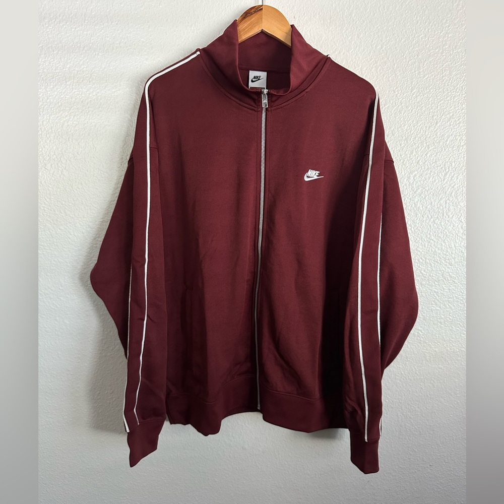 Nike Sportswear Club Knit Track Athletic Jacket Burgundy HV1417 Men’s Size Large